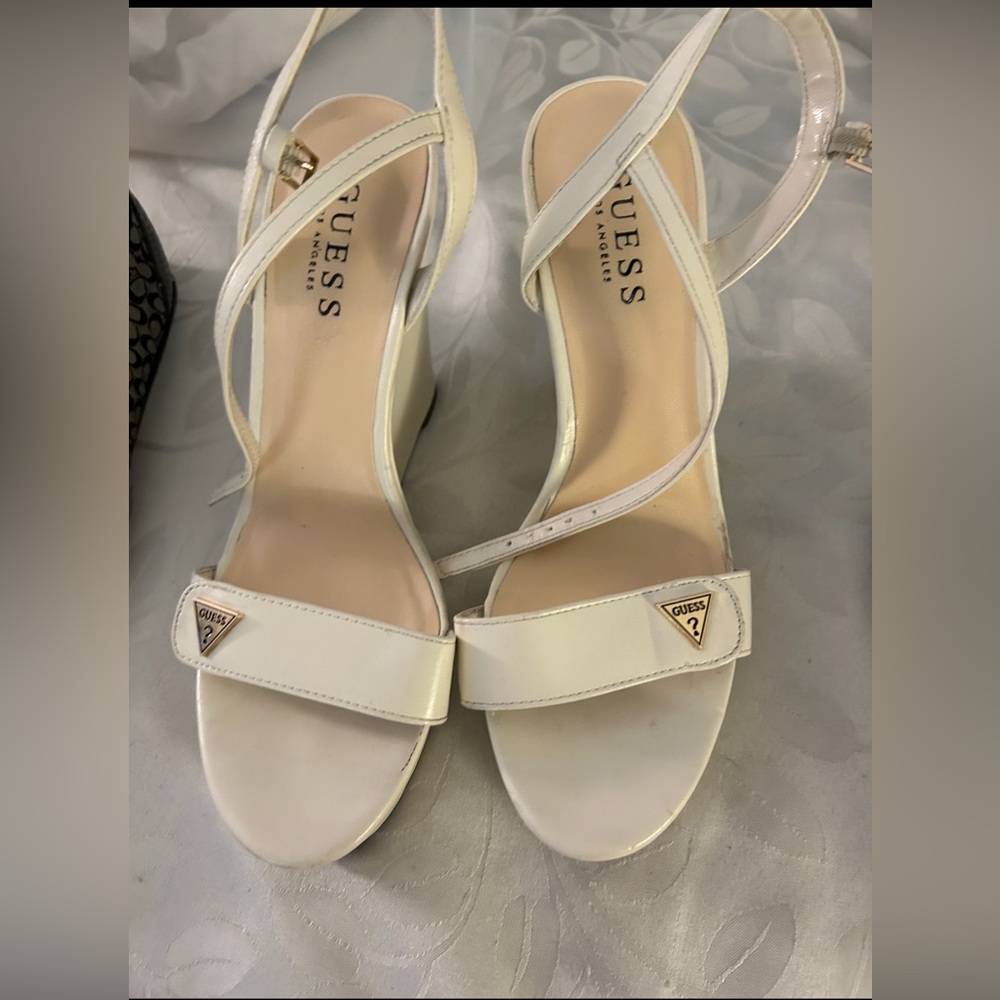 GUESS Cream Wedge Sandals